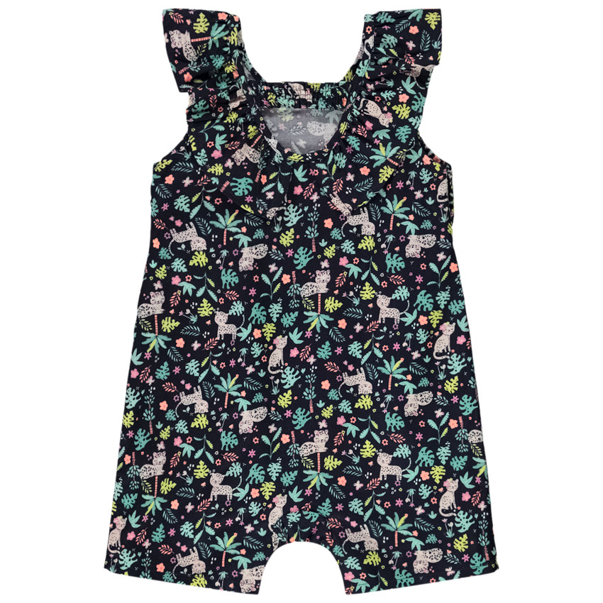 Combishort de gasa estampada jungle para niña 