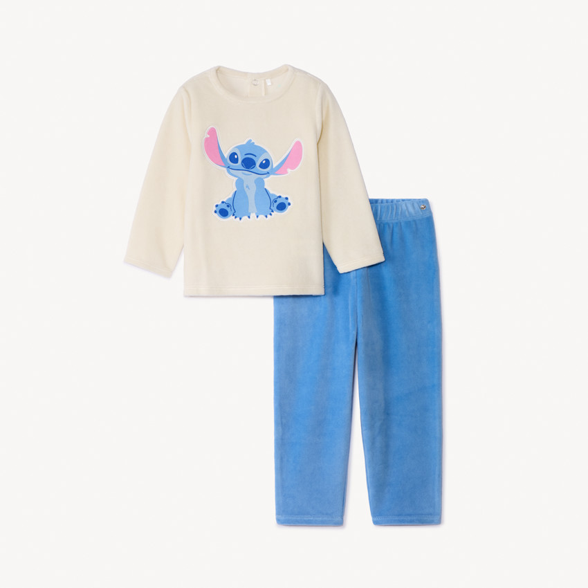 Set pyjama 2 pièces en velours Stitch Disney pour bébé garçon avec finitions différentes selon l'âge 