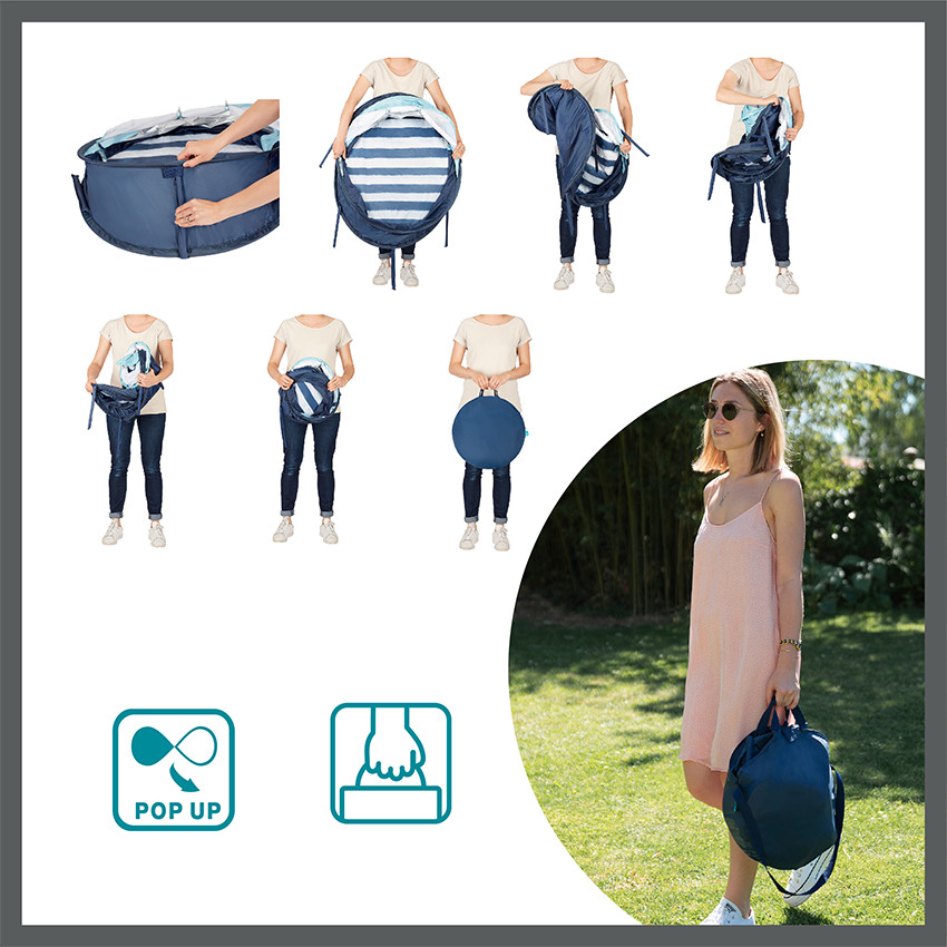 Zona de juegos portátil para bebé Babyni anti-UV - Rayas marineras 