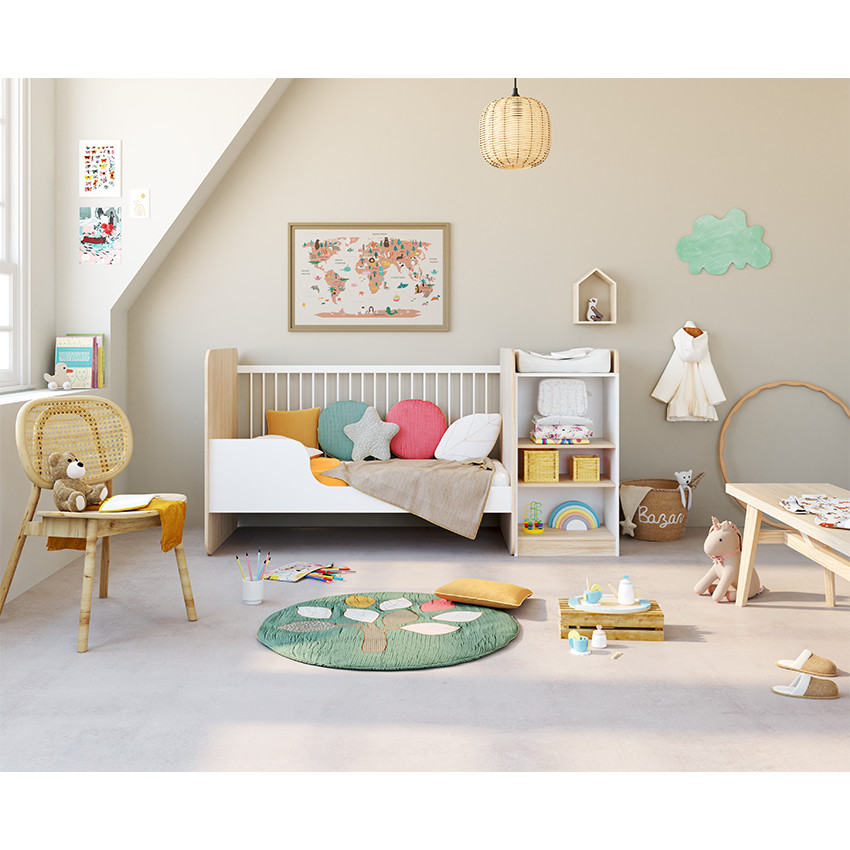 Cojín estrella decorativo o modulable en protector de cuna o parque con lazos 