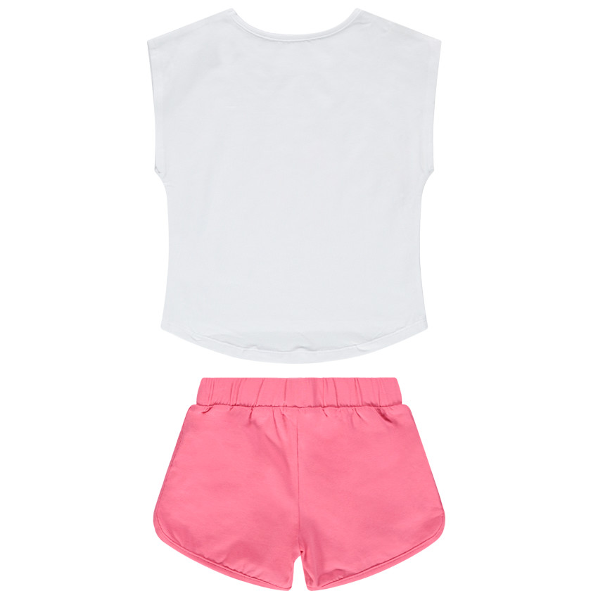 Pyjama avec t-shirt à message et short uni 