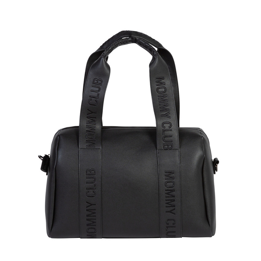 Bolso cambiador Mommy Club Signature de poliuretano vegano y cambiador negro. 