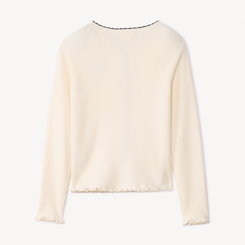 Cárdigan de punto acanalado con parche de corazón para niña 