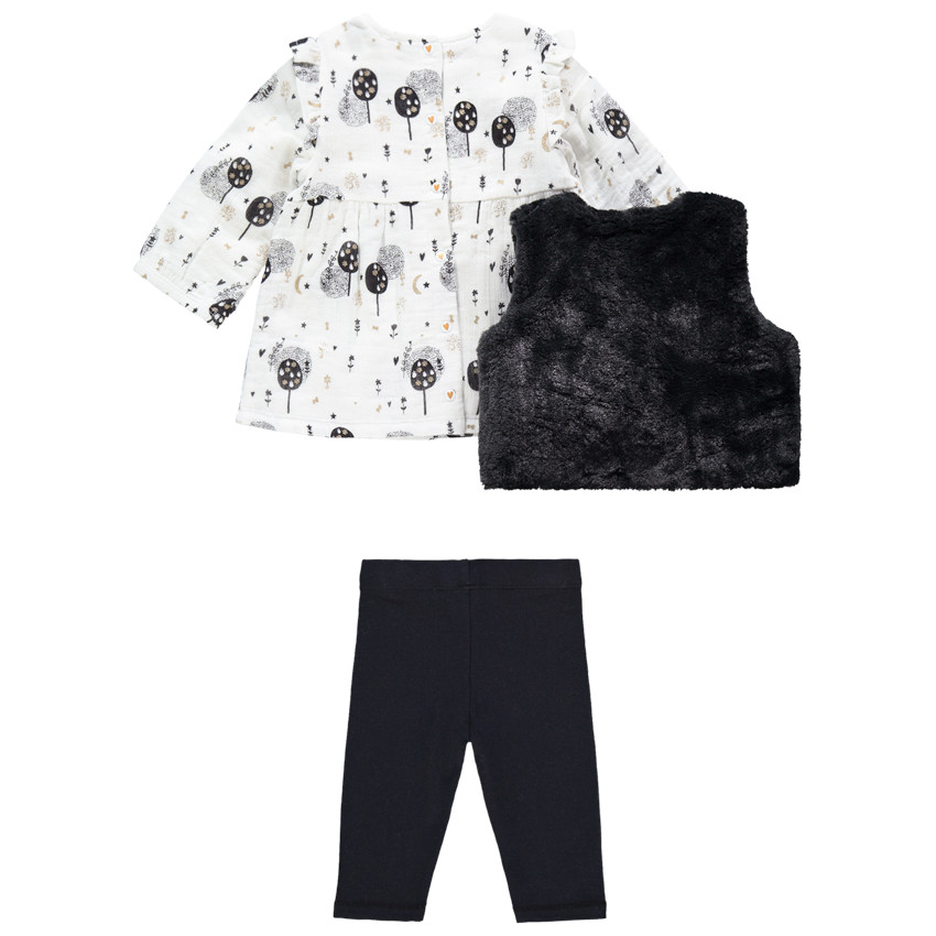 Ensemble 3 pièces avec tunique imprimée, gilet et legging print coeur  Additional Ensemble 3 pièces avec tunique imprimée, gilet et legging print coeur