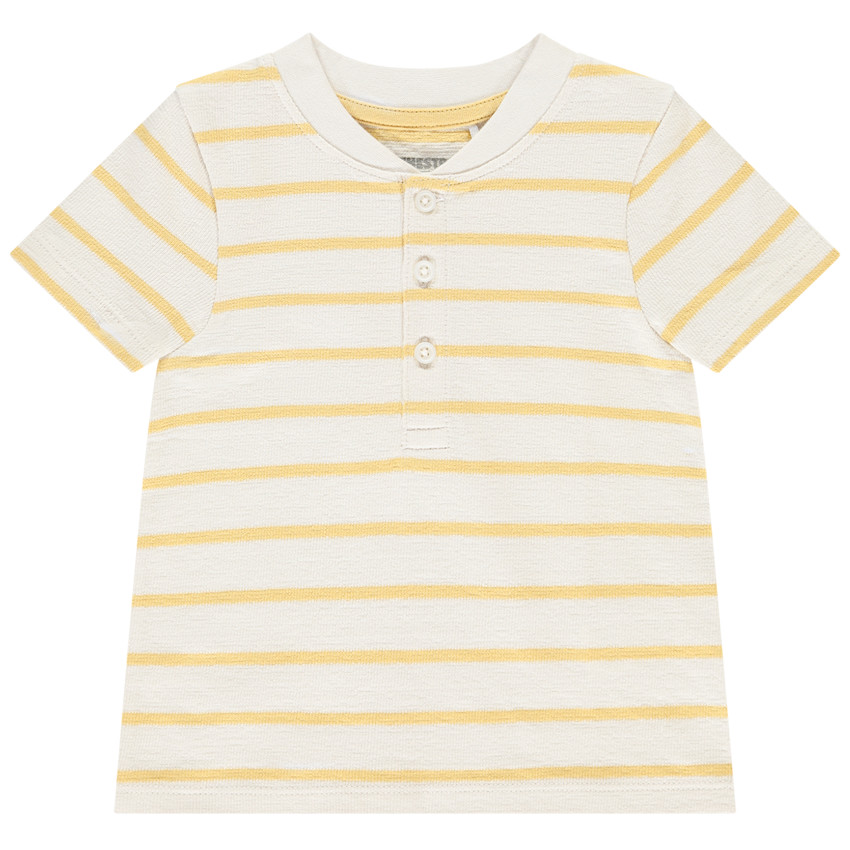 Polo de manga corta rayas con cuello teddy para bebé niño 