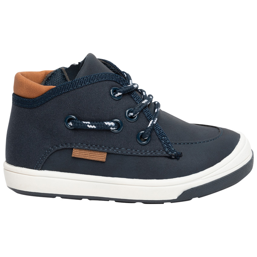 Bottillons bleus à lacets et zip pour bébé garçon 