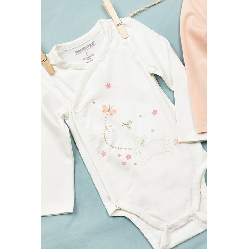 Pack de 5 bodies de manga larga con estampado de conejito 