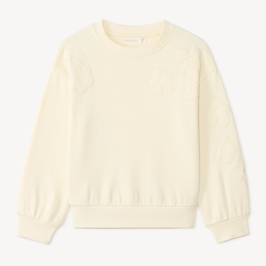 Sudadera de felpa con bordado floral para niña 