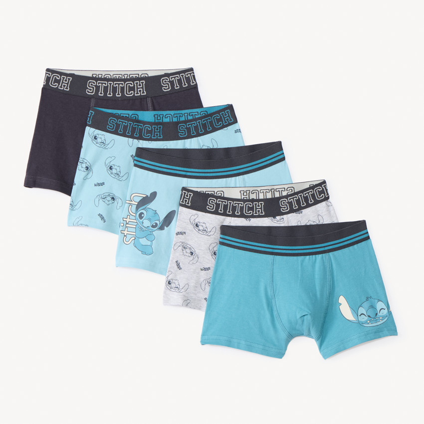 Lot de 5 boxers imprimé Stitch Disney pour garçon  