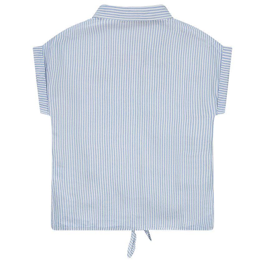 Chemise manches courtes à rayures détails printés pour fille 