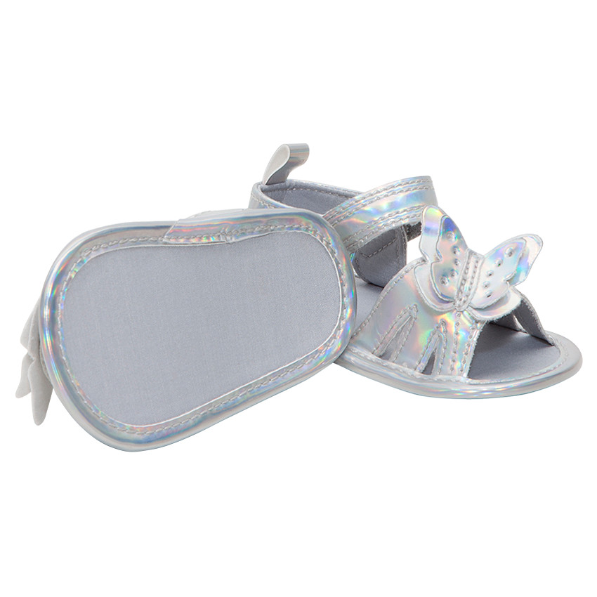Sandalias flexibles brillantes con mariposa 
