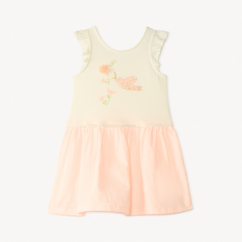 Robe de rayures à manches courtes 2 en 1 pour bébé fille 