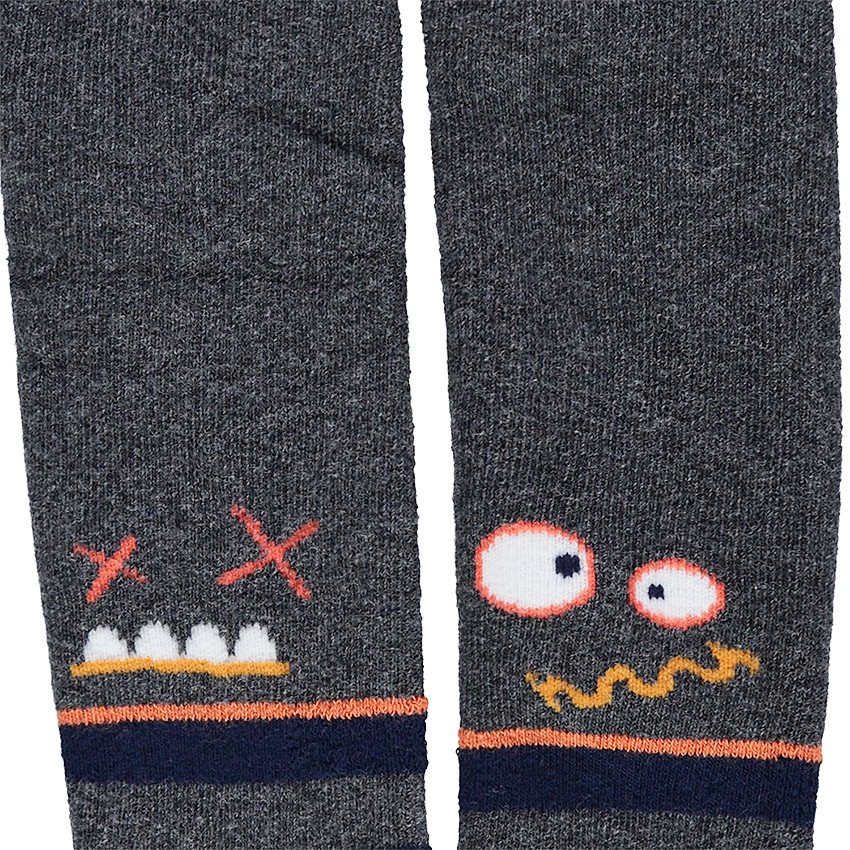 Pantys gruesos antideslizantes con rayas y monstruos de jácquard 