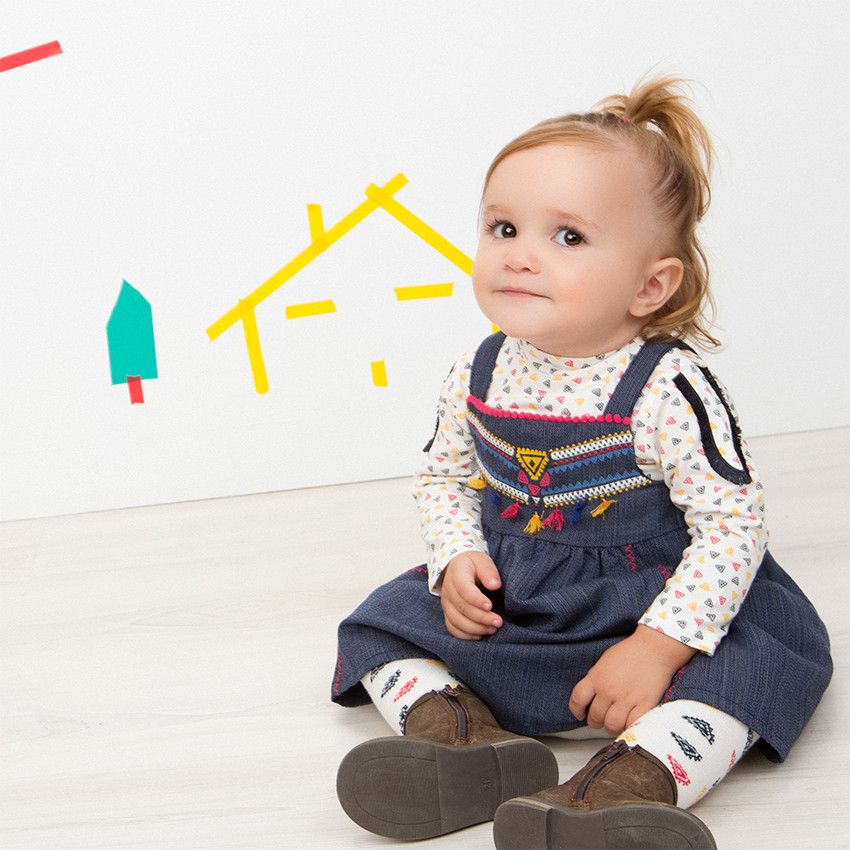 Juego de 2 pantys gruesos con motivo de jácquard de estilo étnico 