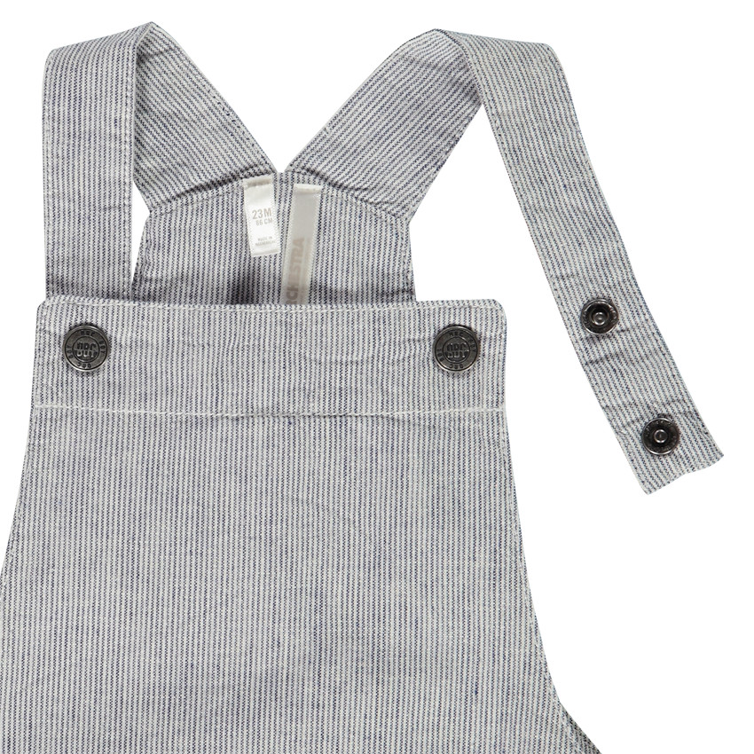 Pelele corto a rayas con bolsillos para bebé niño 