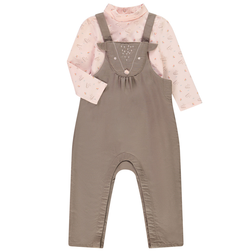 Conjunto de peto y camiseta manga larga para bebé niña 