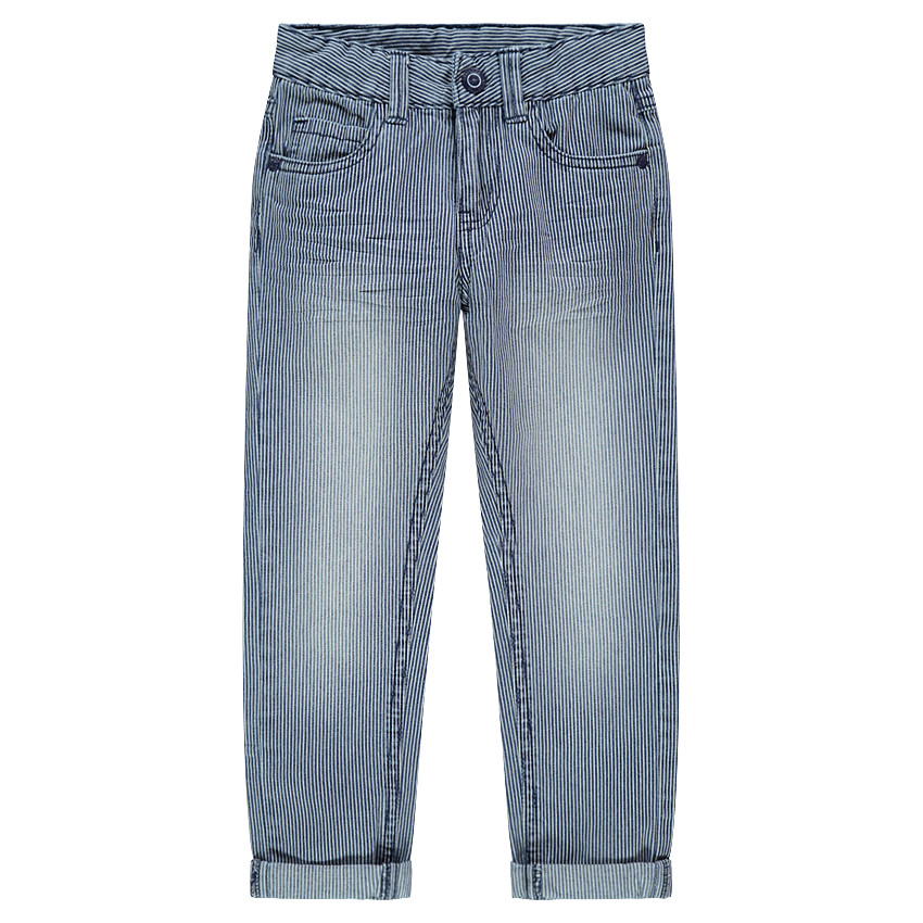 Pantalón de algodón de rayas finas y tiburón de relieve 