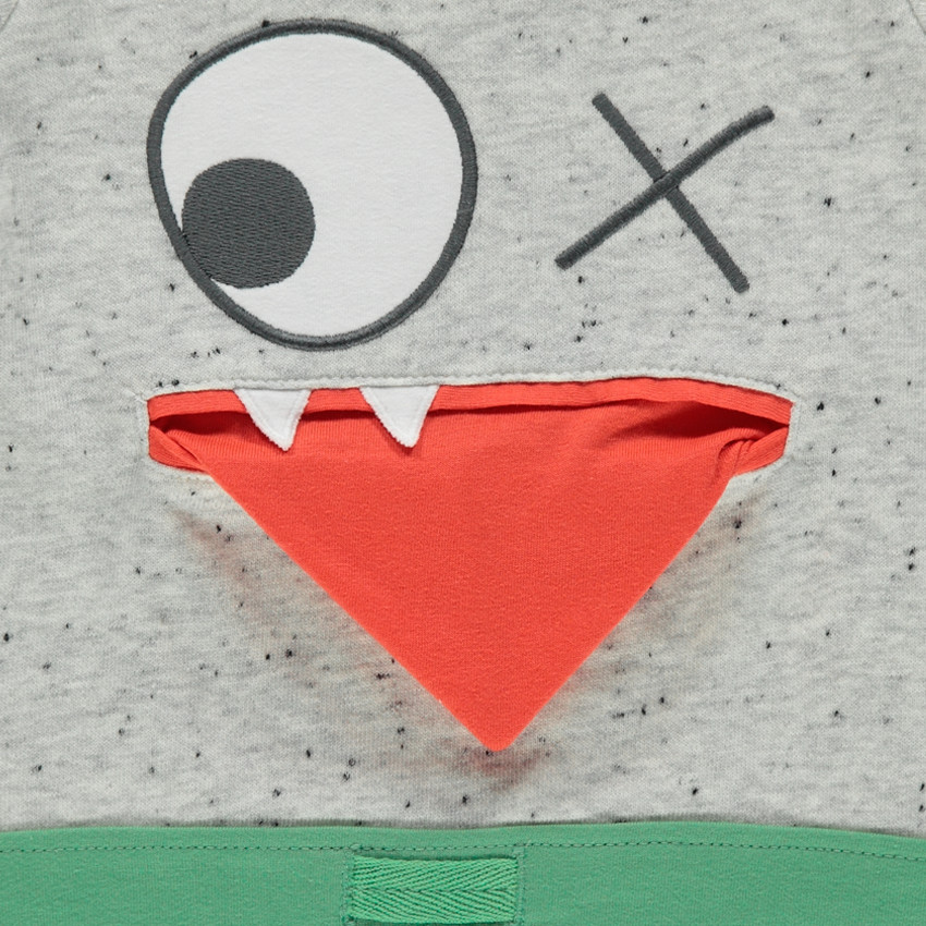 Sudadera efecto neps de felpa con monstros con bordado 