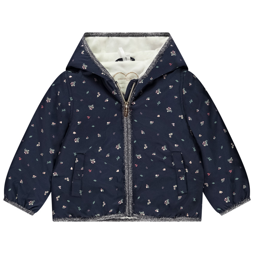 Chubasquero estampado floral forrado en sherpa para bebé niña 