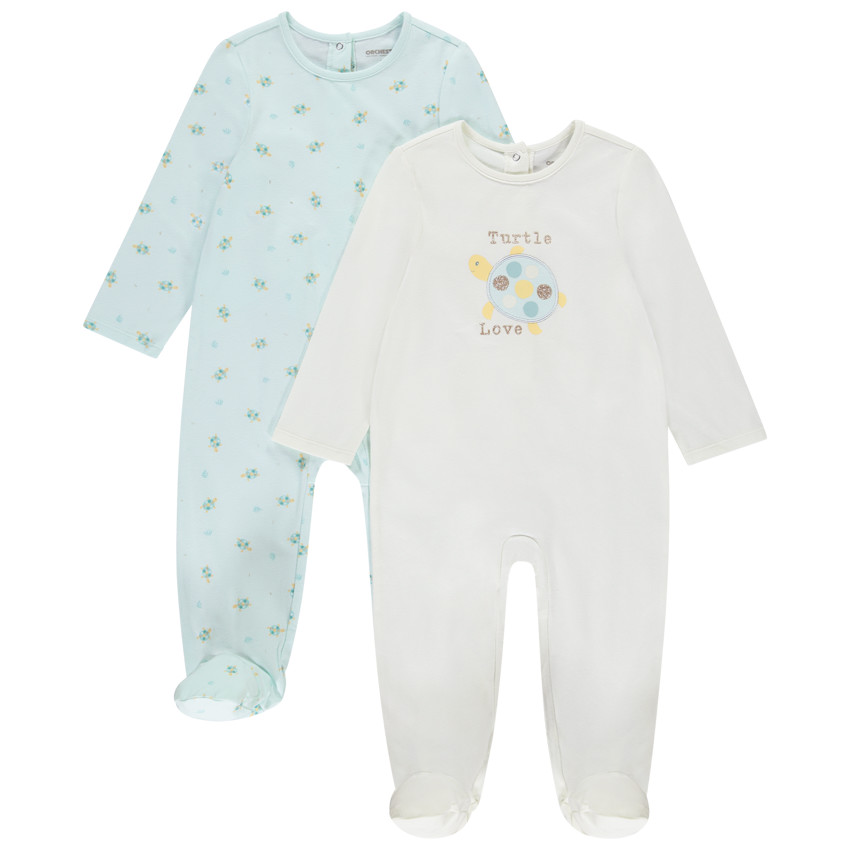 Lote de 2 peleles con estampado de tortugas para bebé niña con aberturas diferentes según la edad 