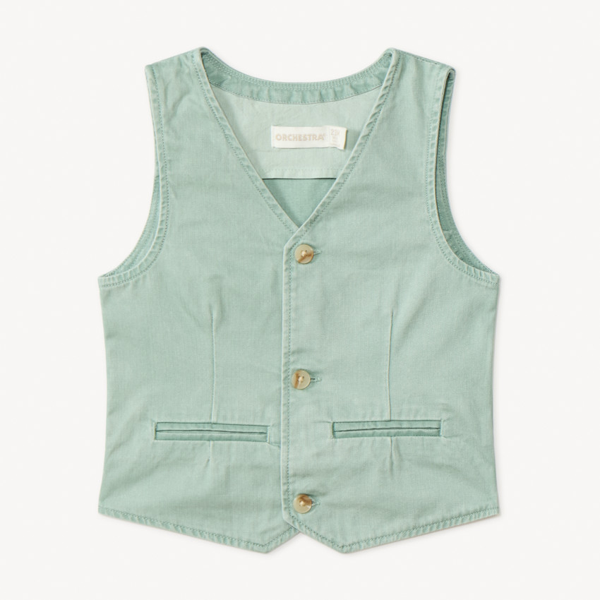 Chaleco de botones en tela lisa para niño 