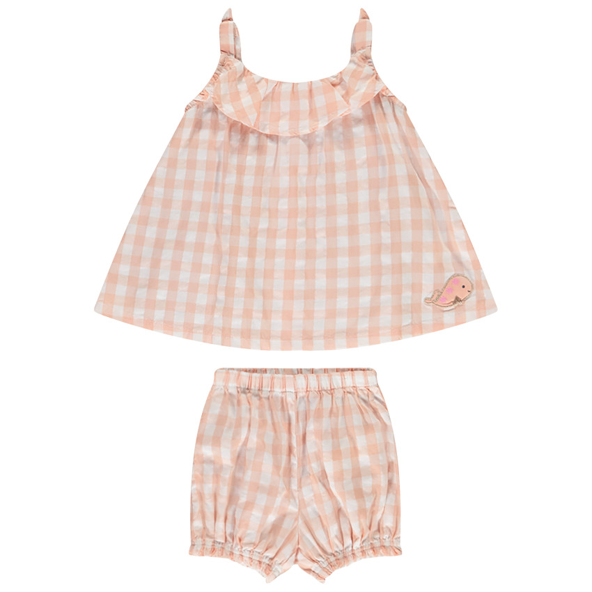 Ensemble tunique + short bloomer imprimé vichy pour bébé fille   Additional Ensemble tunique + short bloomer imprimé vichy pour bébé fille