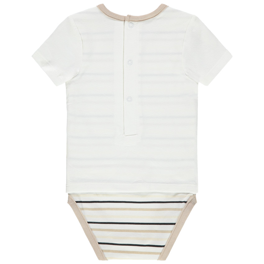 Body de manga corta con efecto 2 en 1 con estampado de animales y rayas 
