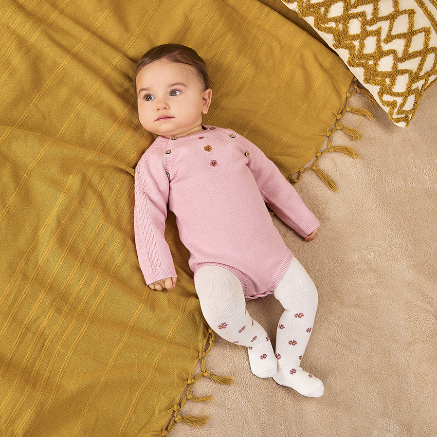 Conjunto de pelele de punto con leotardos para bebé niña 