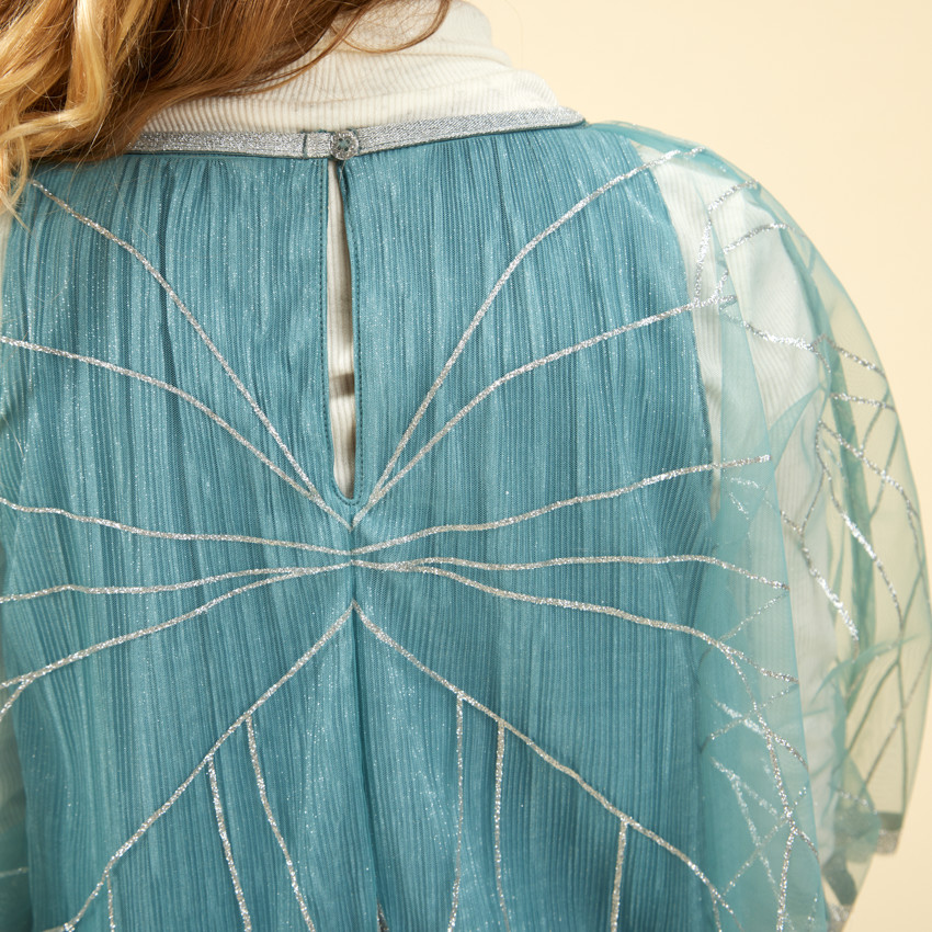 Vestido plisado con capa de tul para niña 