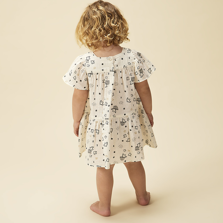 Vestido de manga corta con estampado de pájaros para bebé niña  Additional Vestido de manga corta con estampado de pájaros para bebé niña