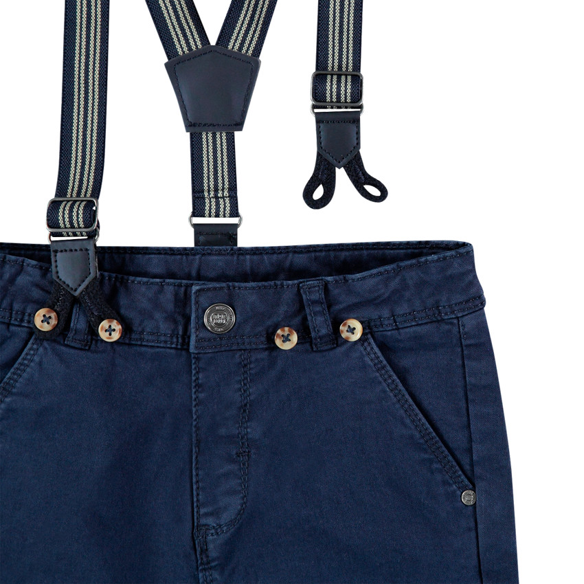 Pantalón de tela teñida con tirantes elásticos desmontables Main Pantalón de tela teñida con tirantes elásticos desmontables