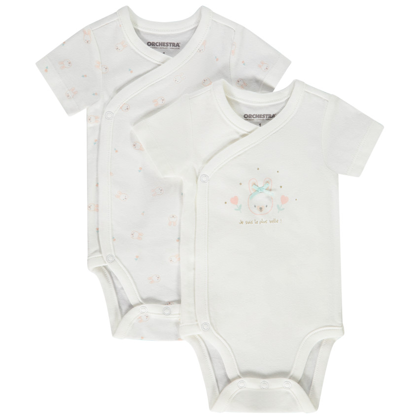 Pack de 2 bodies de manga corta con estampado de conejitos para bebé niña  Additional Pack de 2 bodies de manga corta con estampado de conejitos para bebé niña