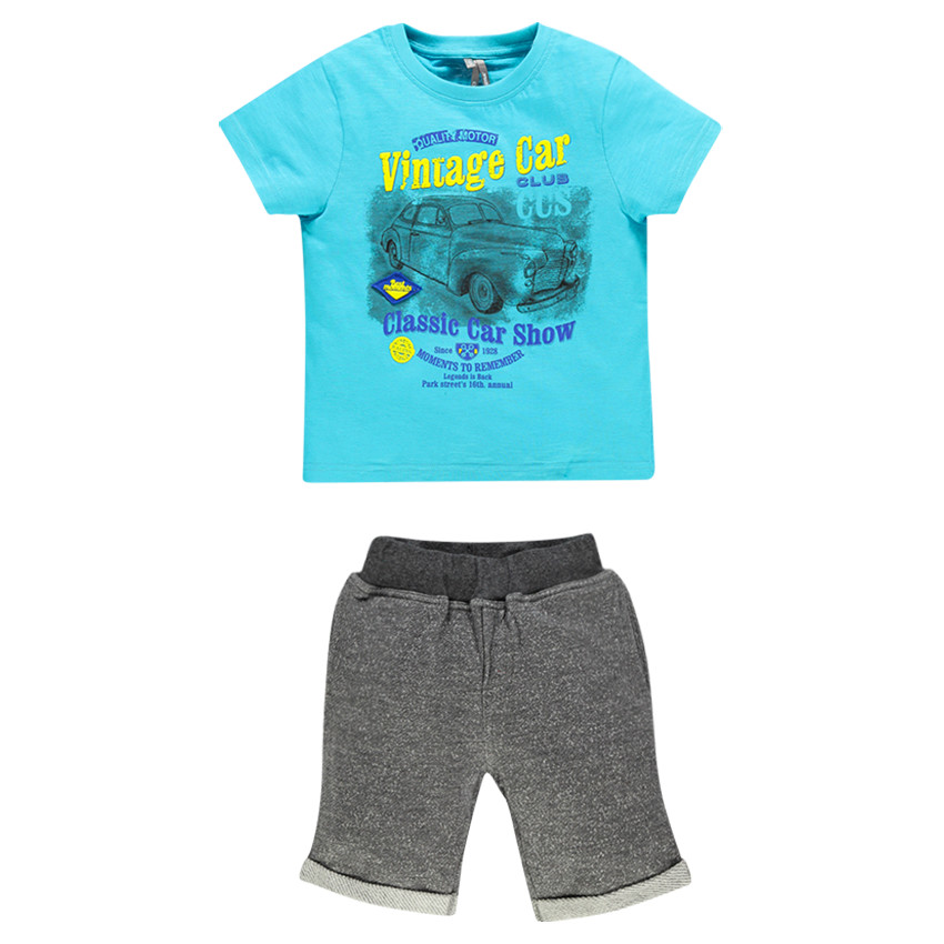 Conjunto de playa camiseta con estampado de coche 