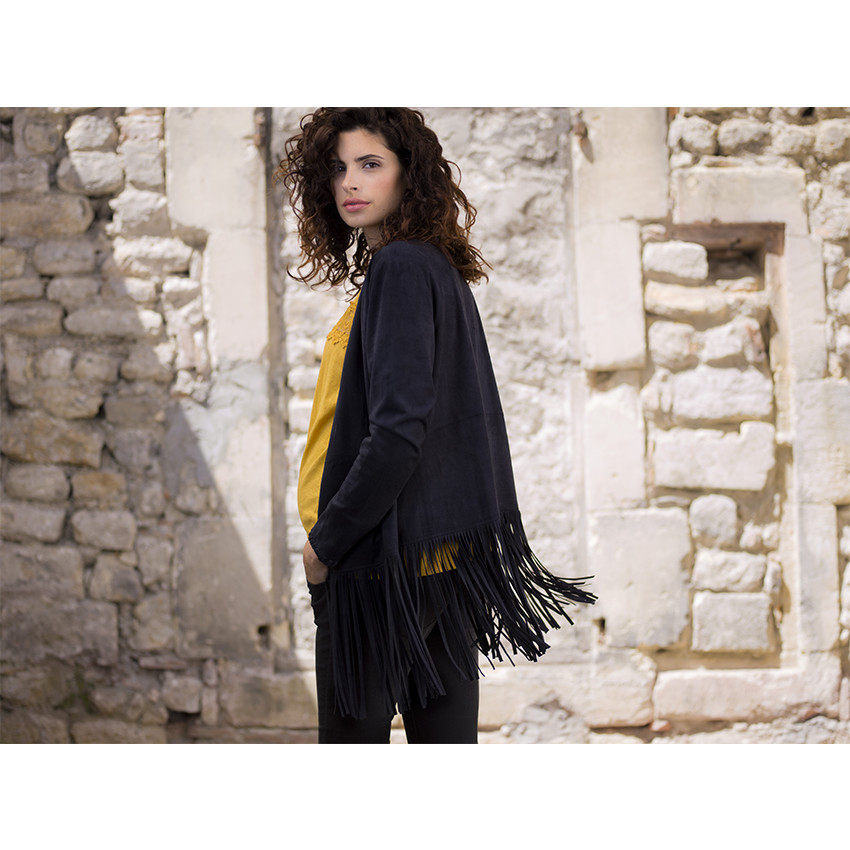 Gilet de embarazo imitación ante con flecos 