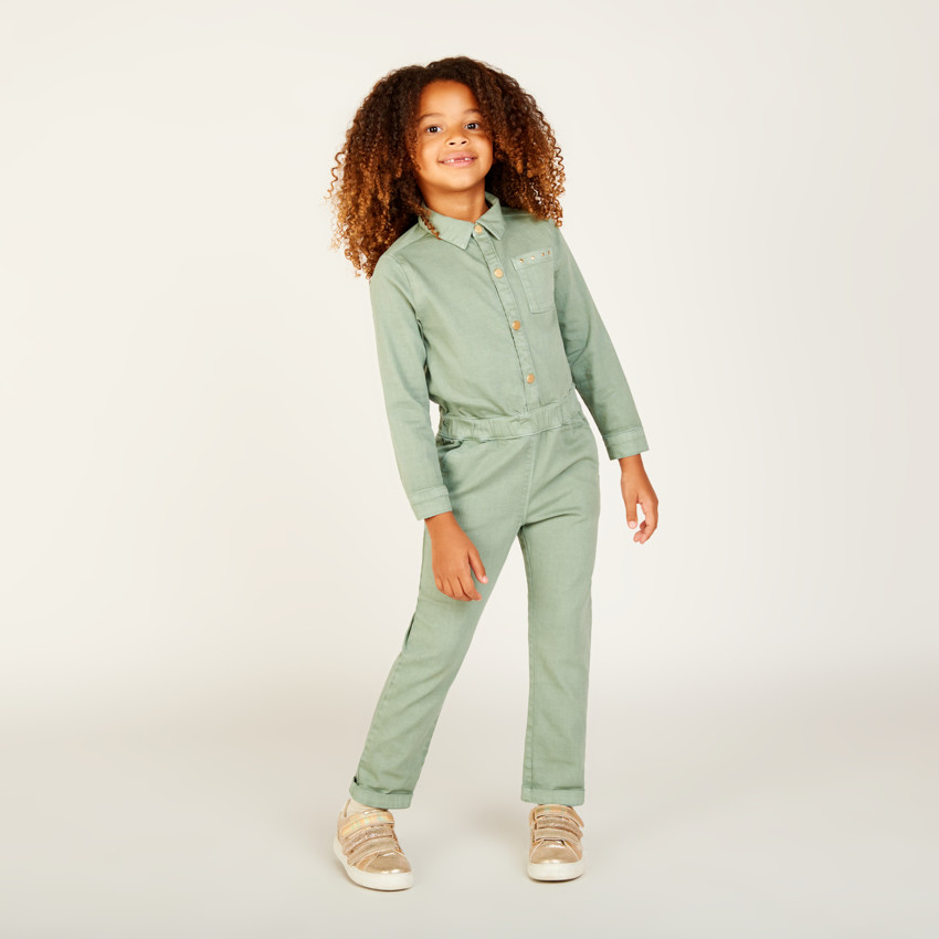 Mono largo de mezclilla lisa para niña 