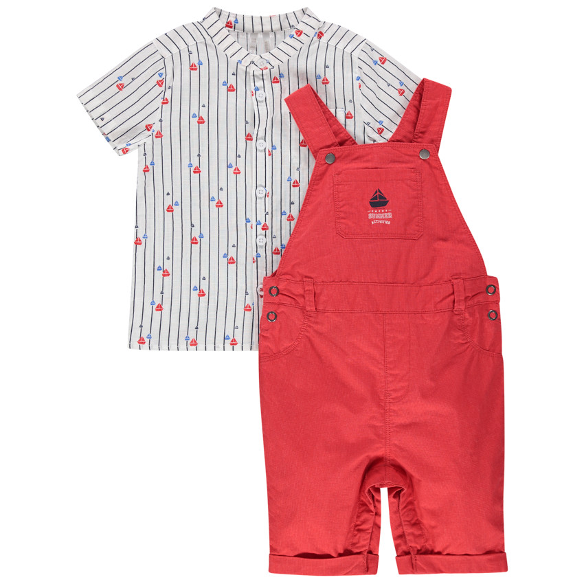 Conjunto camisa mangas cortas de rayas y Peto rouge  Additional Conjunto camisa mangas cortas de rayas y Peto rouge