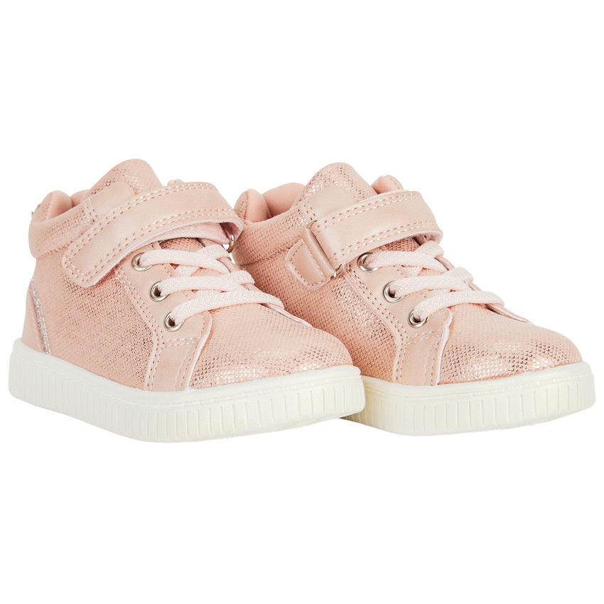 Botines iridiscentes de dos materiales para bebé niña 