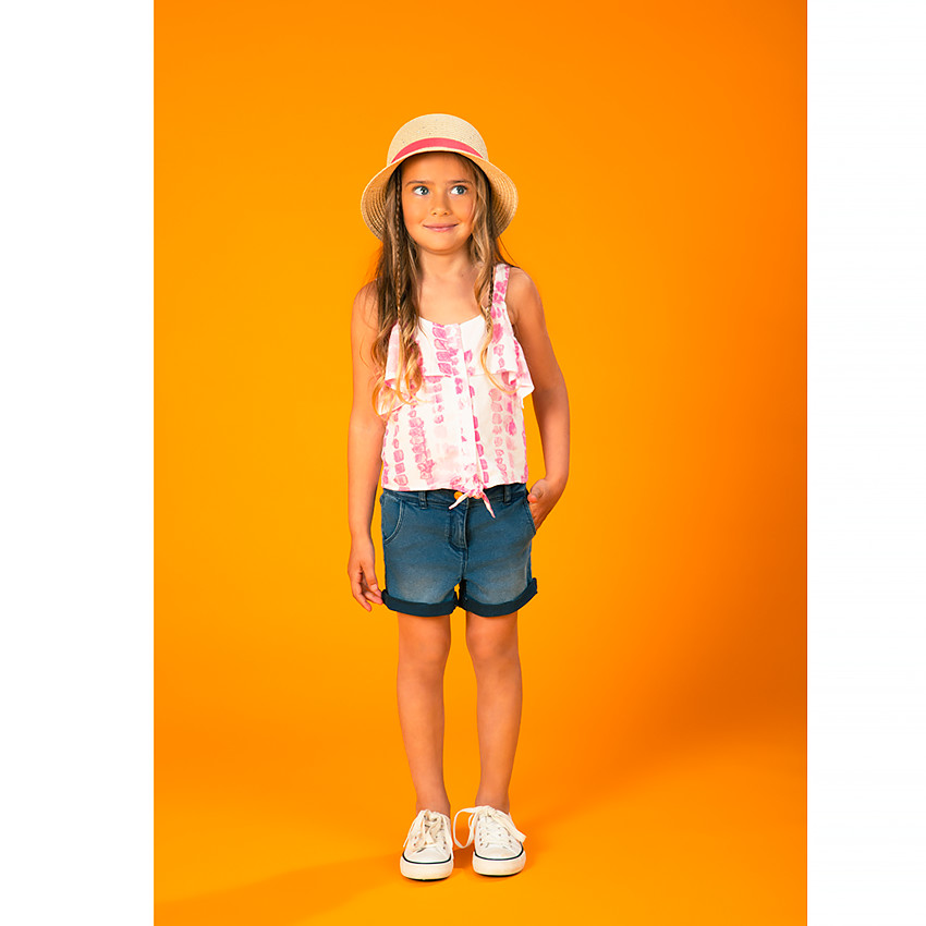 Camisa de manga corta con hombros al descubierto para niña 