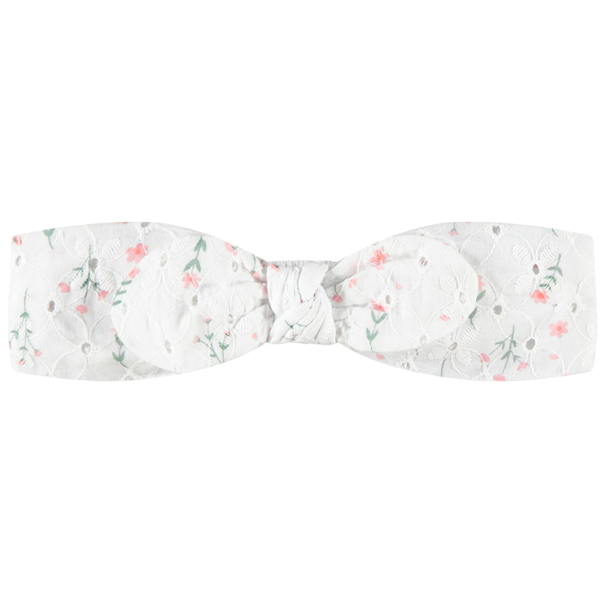 Bandeau en bordado inglés estampado flores para niña. 