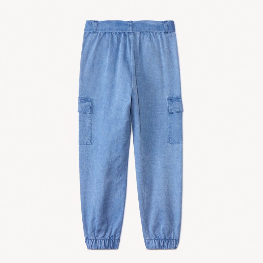 Pantalón cargo de twill liso con cinturón para niña 