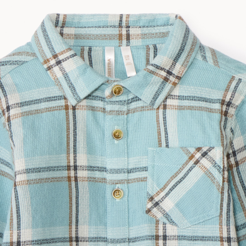Camisa de manga larga de cuadros en franela para bebé niño 