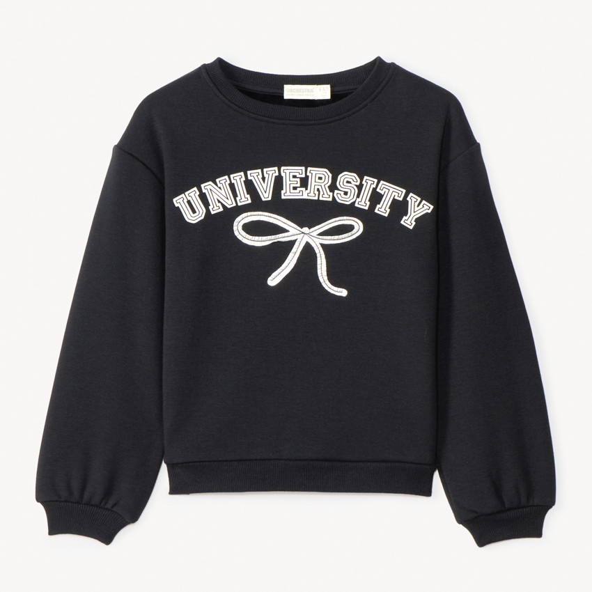 Sudadera felpa oversize con interior de terciopelo University para niña 