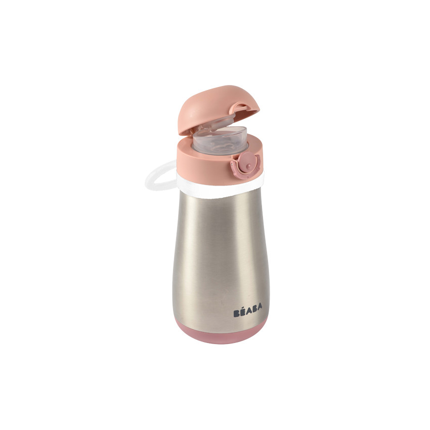 Gourde en inox 350 ml + anse amovible - Vieux rose 