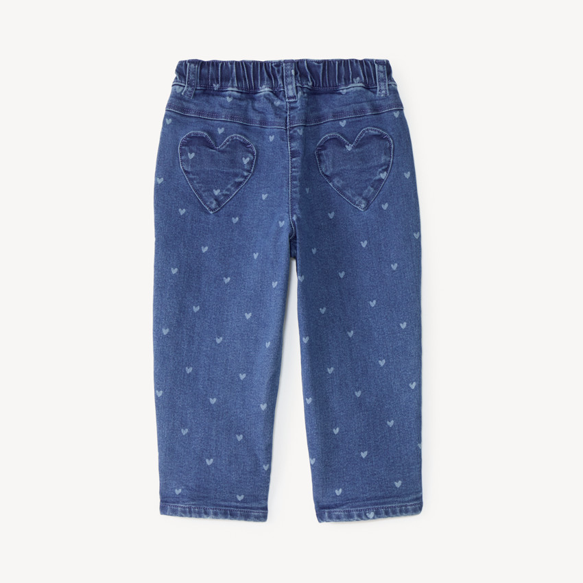 Jean barrel bebé niña estampado corazones 
