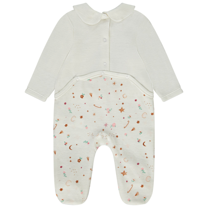 Pelele de terciopelo estampado fantasía para bebé niña 