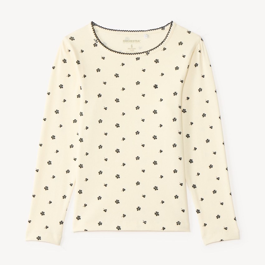 Camiseta de manga larga con estampado de flores para niña 