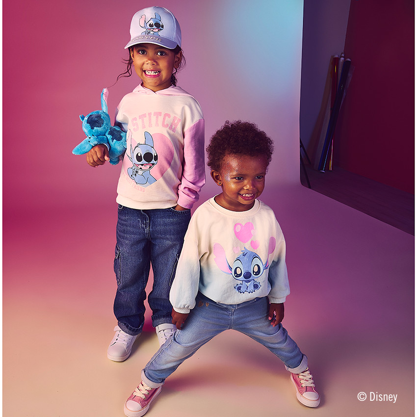 Sudadera con capucha efecto color block Stitch Disney para niña 