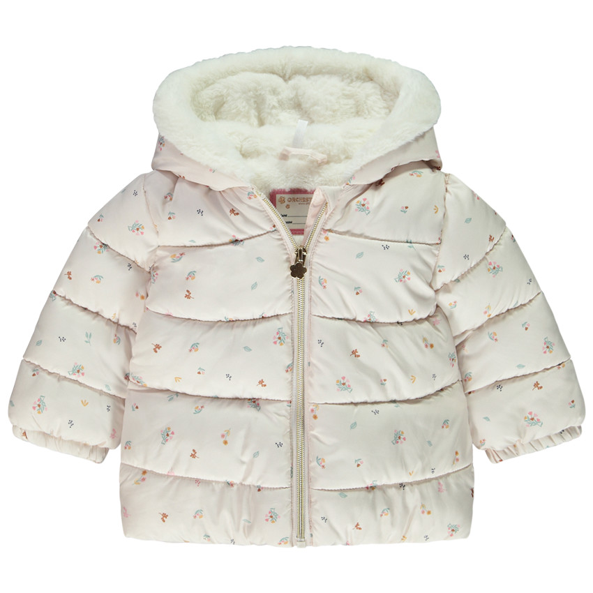 Chaqueta acolchada para bebé niña con estampado floral y forro cálido 