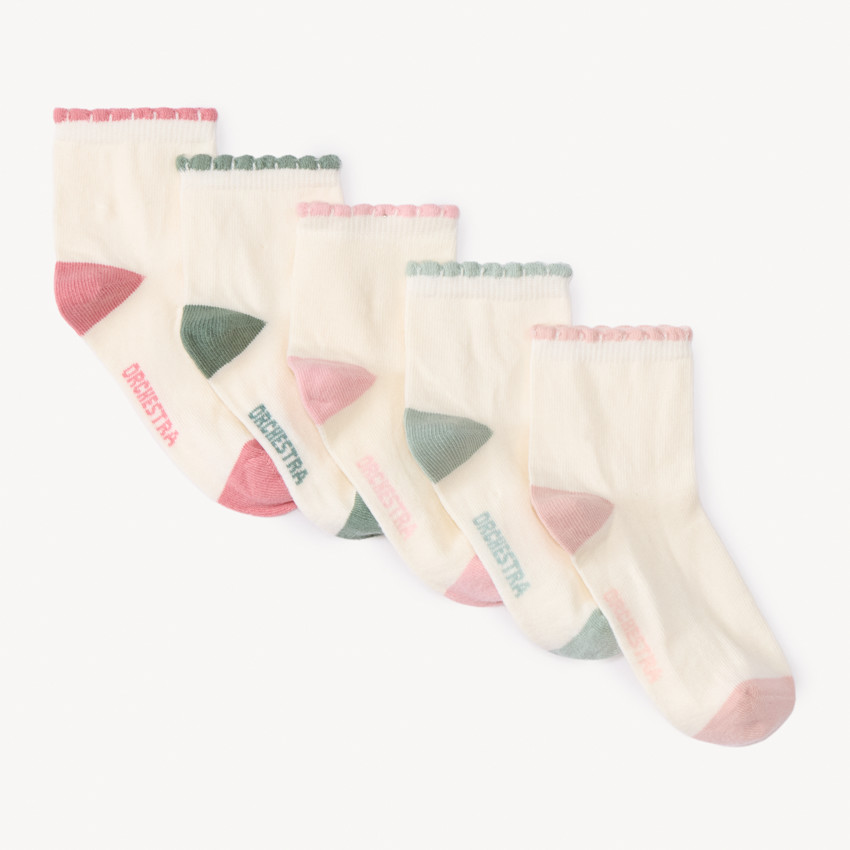 Pack de 5 pares de calcetines festoneados para niña 