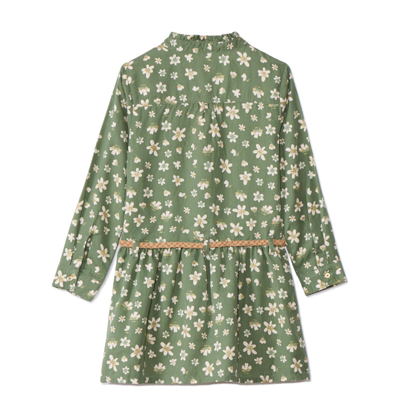 Vestido de manga larga estilo camisa estampado para niña 